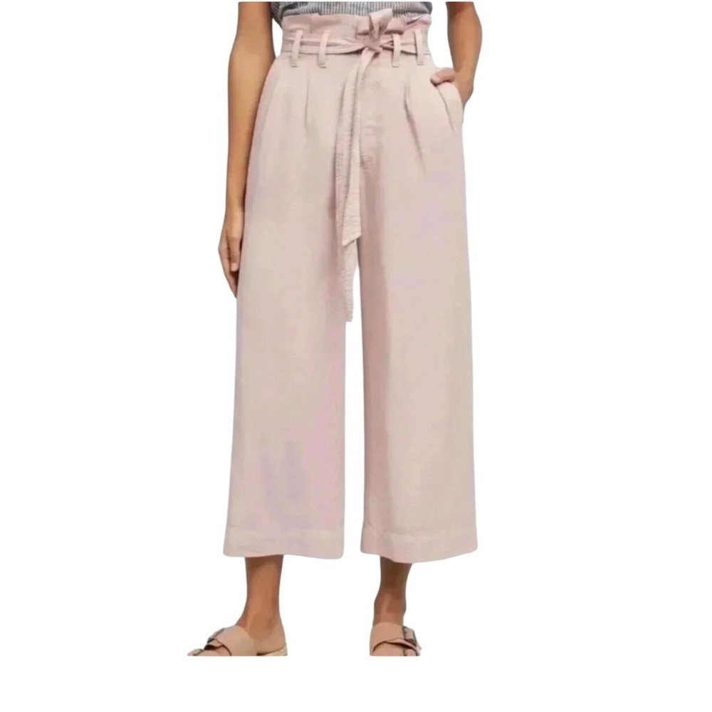 Anthropologie Blythe Wide Leg Paper Bag Waist Pants Pink Size 10 *No Belt*